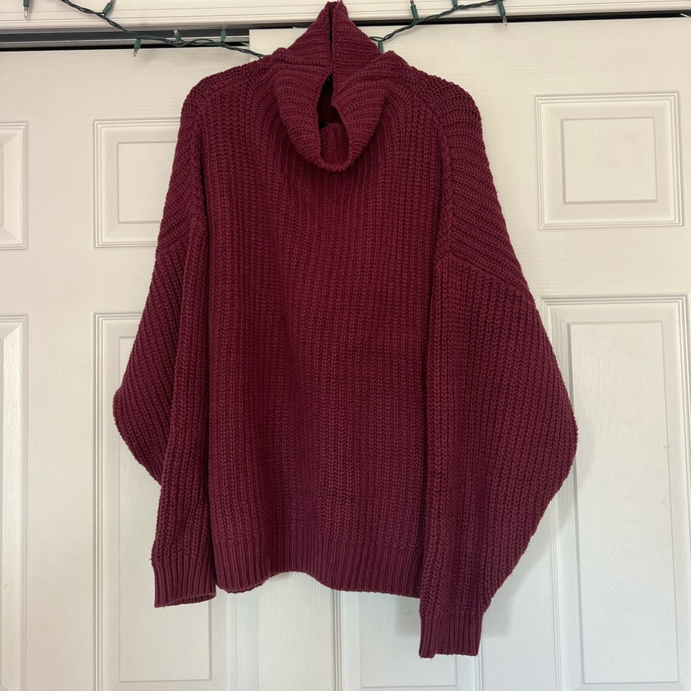 FREE PEOPLE burgundy/maroon knit sweater